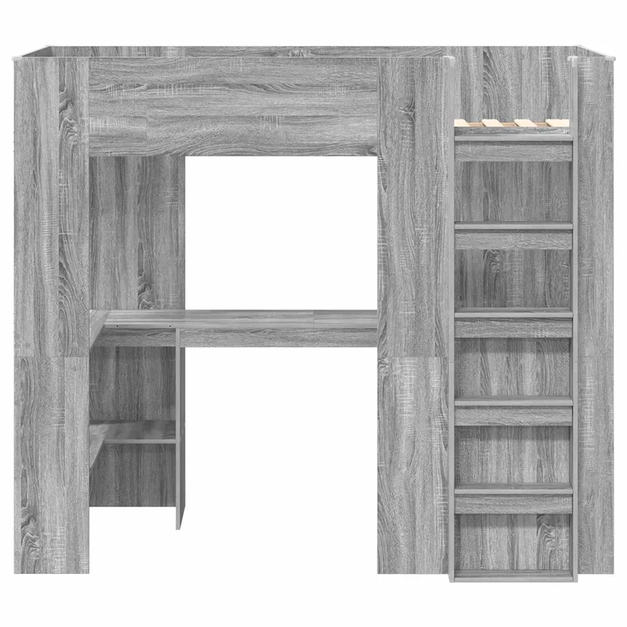 Cadre de lit superposé avec bureau Gris Sonoma 90 x 200 cm - 5