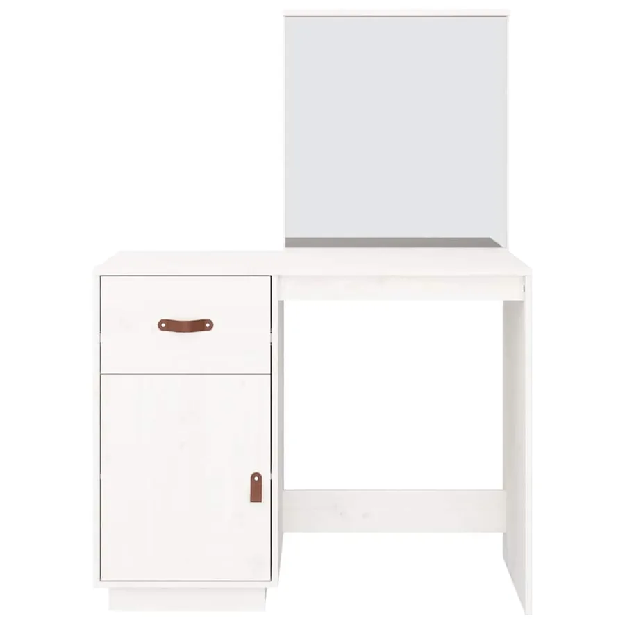 Coiffeuse Blanc 95x50x134 cm Bois de pin massif - 6