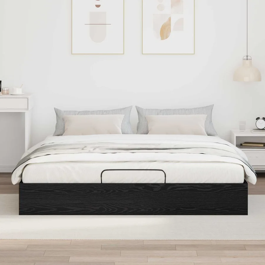 Cadre de lit ottoman avec stockage Chêne Noir 203 x 160 x 25 cm - 4