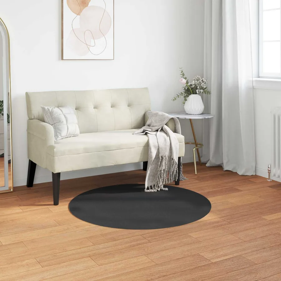 Tapis antidérapant en fausse de lapin OLITE Noir Ø 100 cm