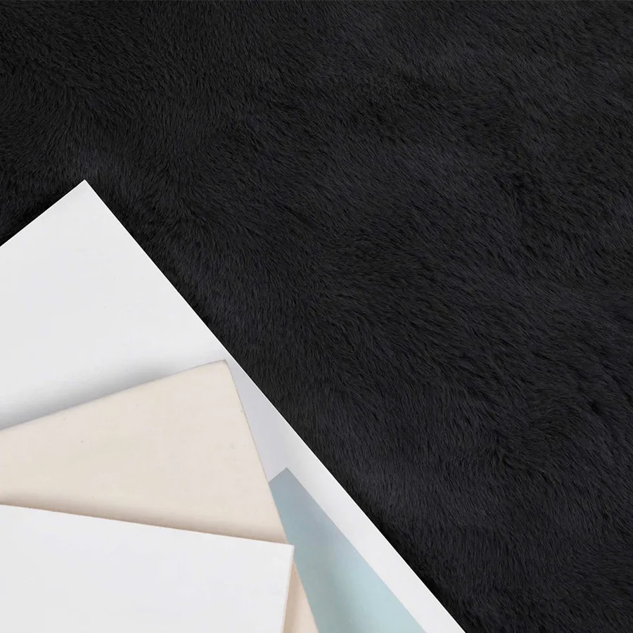 Tapis antidérapant en fausse de lapin OLITE Noir Ø 100 cm - 3
