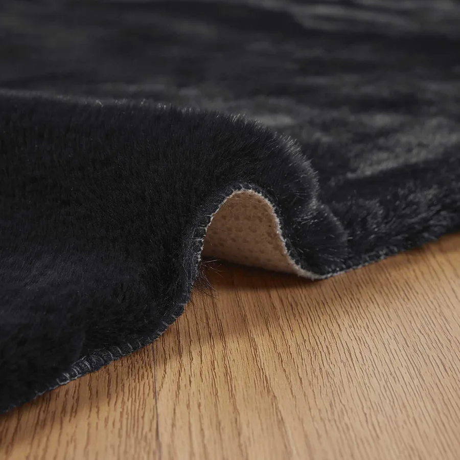 Tapis antidérapant en fausse de lapin OLITE Noir Ø 100 cm - 5