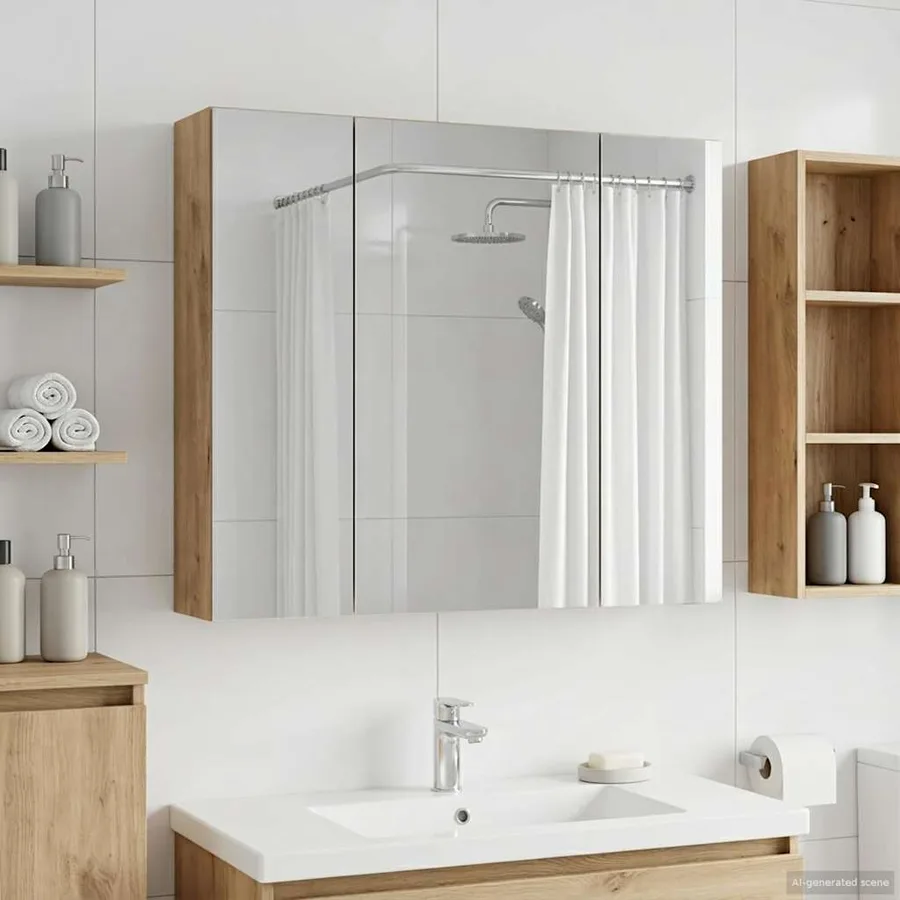 Armoire Miroir de Salle de Bain Chêne artisan 80 x 14.5 x 70 cm - 4