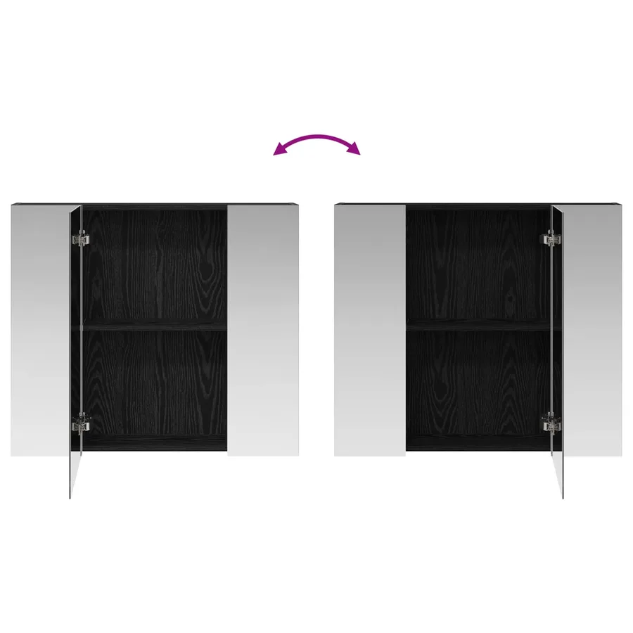 Armoire Miroir de Salle de Bain Chêne noir 80 x 14.5 x 70 cm - 10