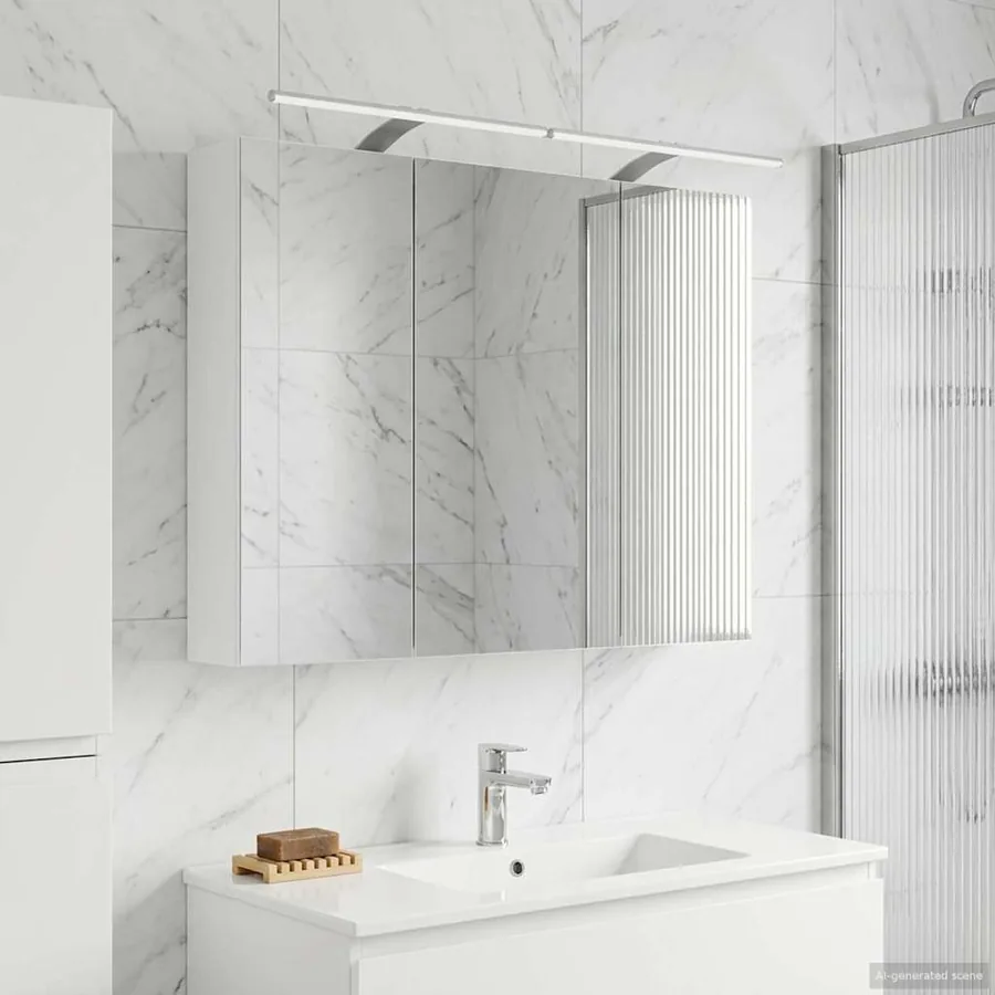 Armoire Miroir de Salle de Bain Blanc 100 x 14,5 x 70 cm