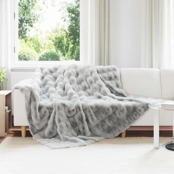 Couverture antidérapante en fausse de lapin Olite Gris