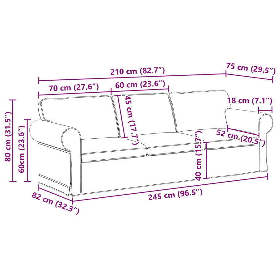 Ensemble de Canapés 2 pcs Gris clair 245 x 82 x 80 cm tissu - 8