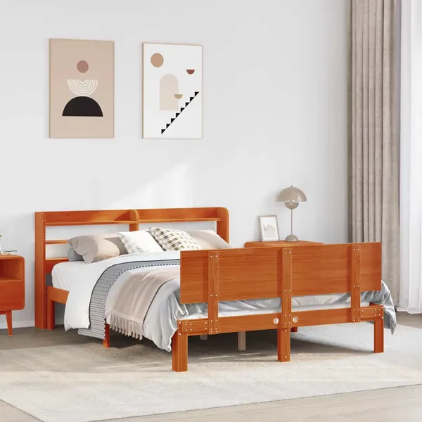 Cadre de lit avec stockage 2 pcs Cire marron Bois de Pin Massif