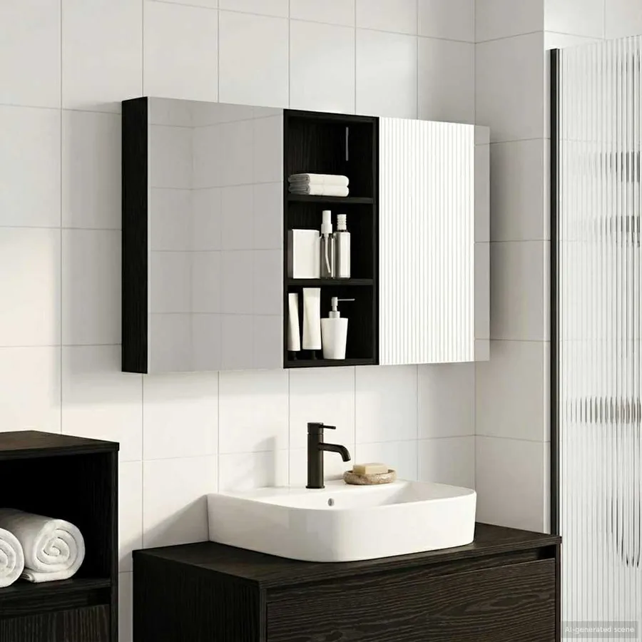 Ensemble de Meubles de Salle de Bain 3 pcs 110 x 10,5 x 60,5 cm - 4