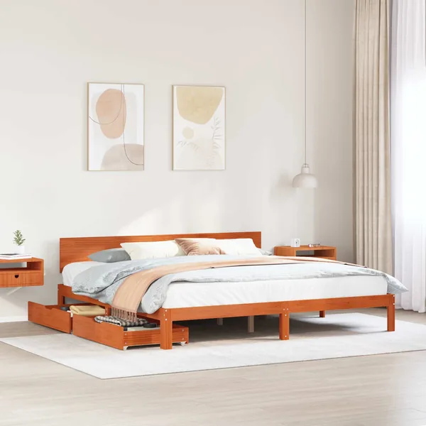 Cadre de lit Cire marron 180 x 200 cm Bois de Pin Massif