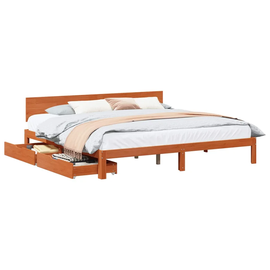 Cadre de lit Cire marron 180 x 200 cm Bois de Pin Massif - 2