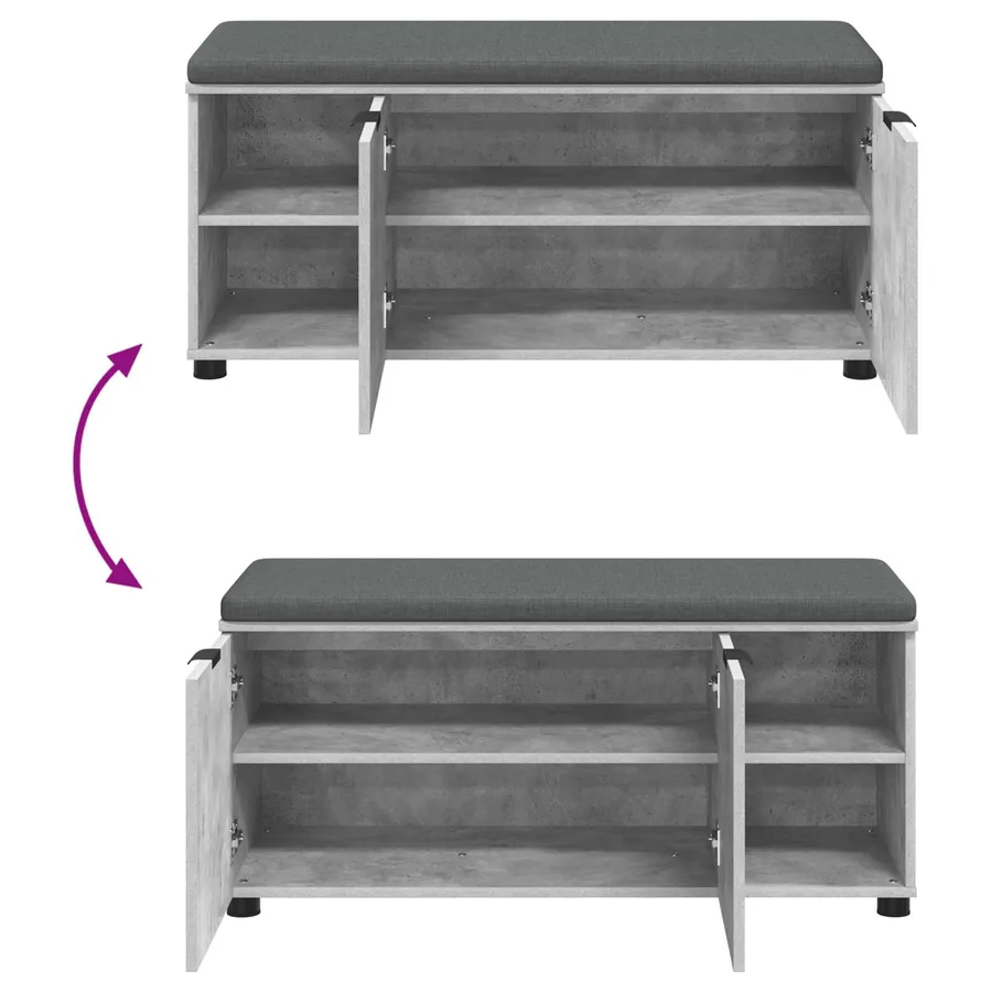 Banc d'entrée avec coussin Gris Béton 100 x 38 x 46 cm - 10