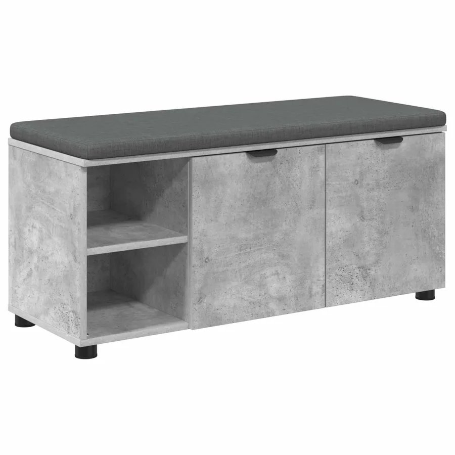 Banc d'entrée avec coussin Gris Béton 100 x 38 x 46 cm - 2