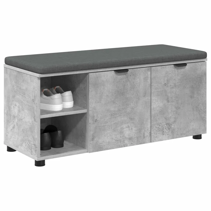 Banc d'entrée avec coussin Gris Béton 100 x 38 x 46 cm - 3