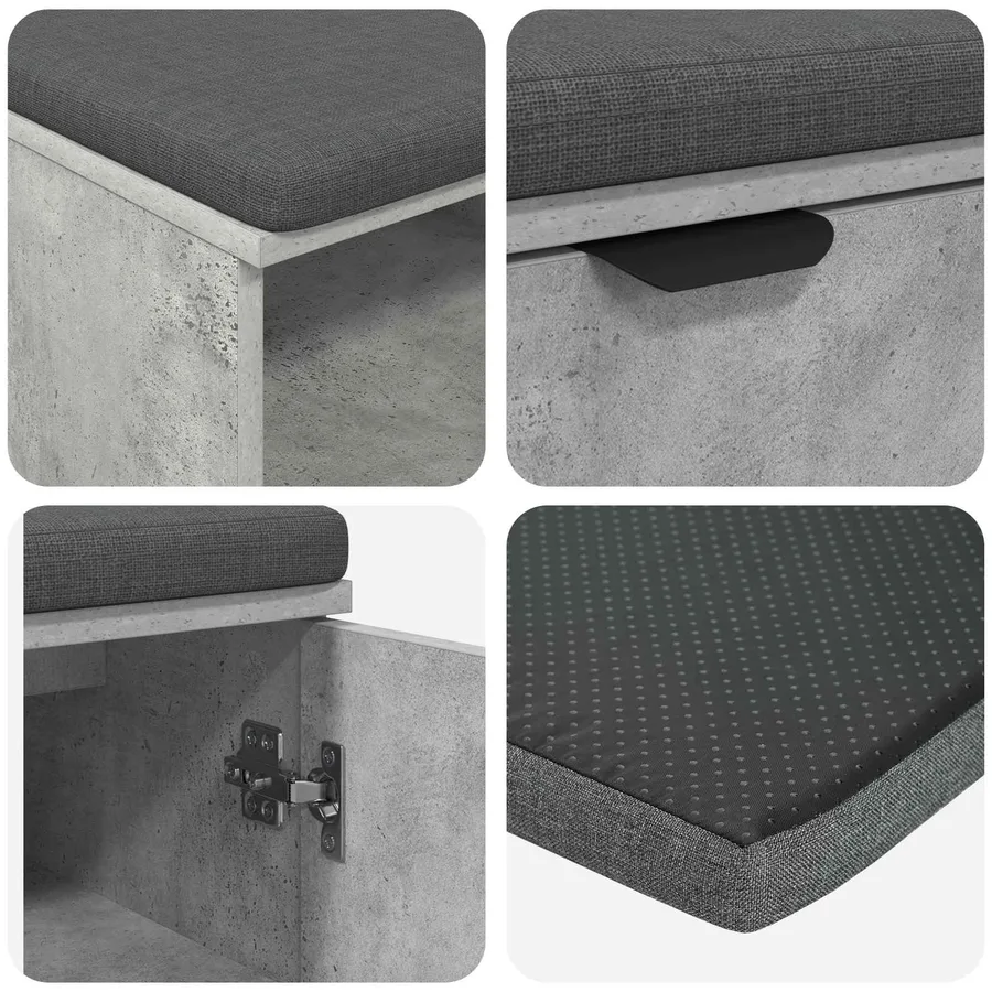 Banc d'entrée avec coussin Gris Béton 100 x 38 x 46 cm - 9