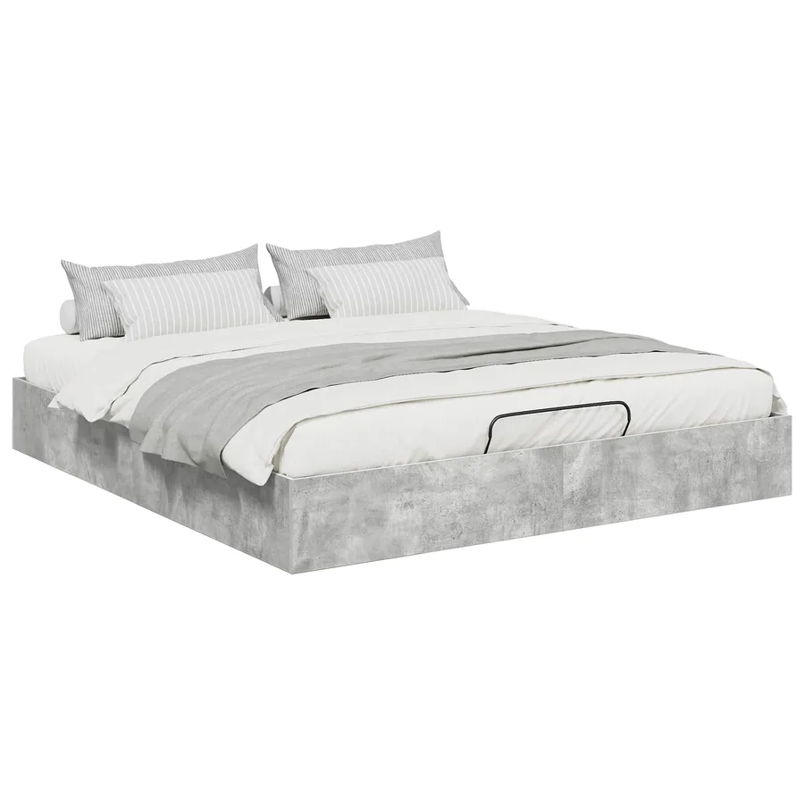 Cadre de lit ottoman Gris Béton 160 x 200 cm Bois d’ingénierie - 3