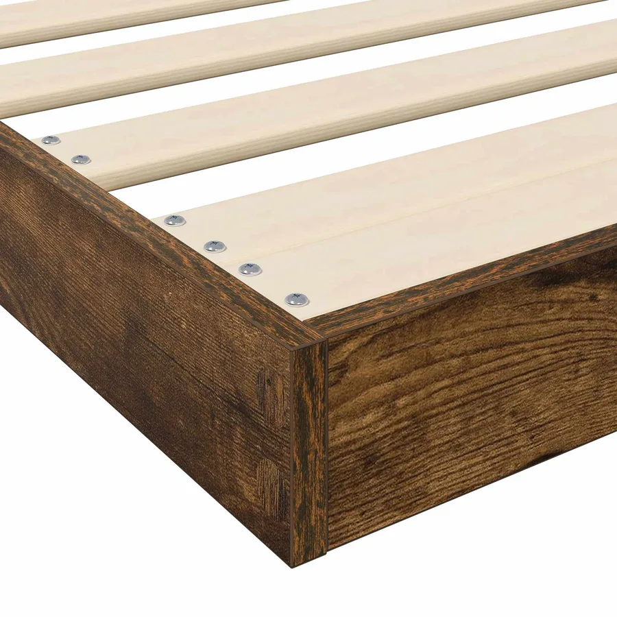 Cadre de lit surélevé Chêne fumé 100 x 200 cm Bois d'ingénierie - 9