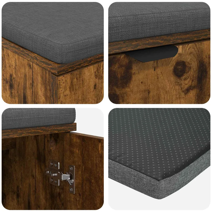 Banc d'entrée avec coussin Chêne Fumé 100 x 38 x 46 cm - 9