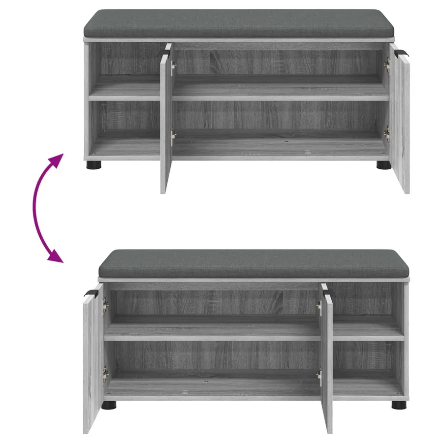 Banc d'entrée avec coussin Gris Sonoma 100 x 38 x 46 cm - 10