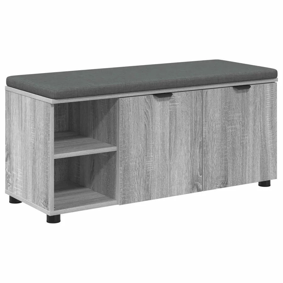 Banc d'entrée avec coussin Gris Sonoma 100 x 38 x 46 cm - 2