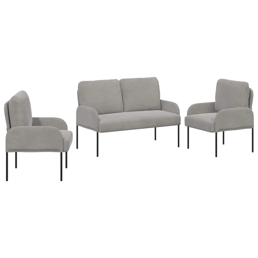 Ensembles de canapés 3 pcs Gris clair 115 x 56 x 80 cm - 2
