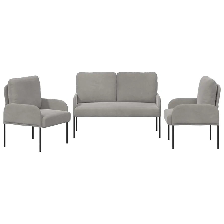 Ensembles de canapés 3 pcs Gris clair 115 x 56 x 80 cm - 6