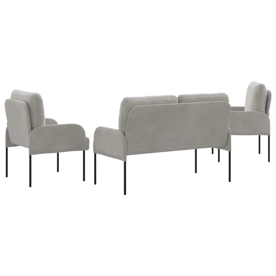 Ensembles de canapés 3 pcs Gris clair 115 x 56 x 80 cm - 7