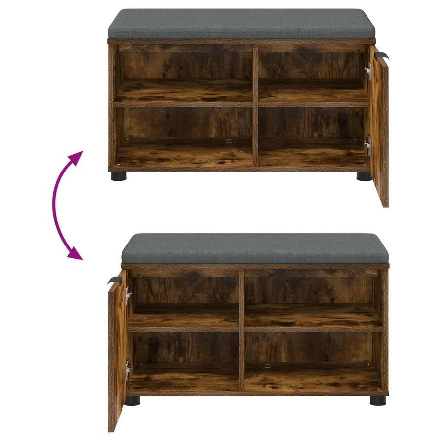 Banc d'entrée avec coussin Chêne Fumé 80 x 38 x 46 cm - 8