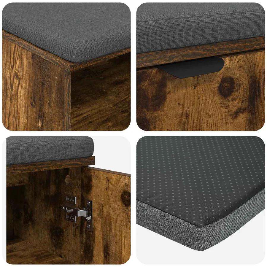 Banc d'entrée avec coussin Chêne Fumé 80 x 38 x 46 cm - 9