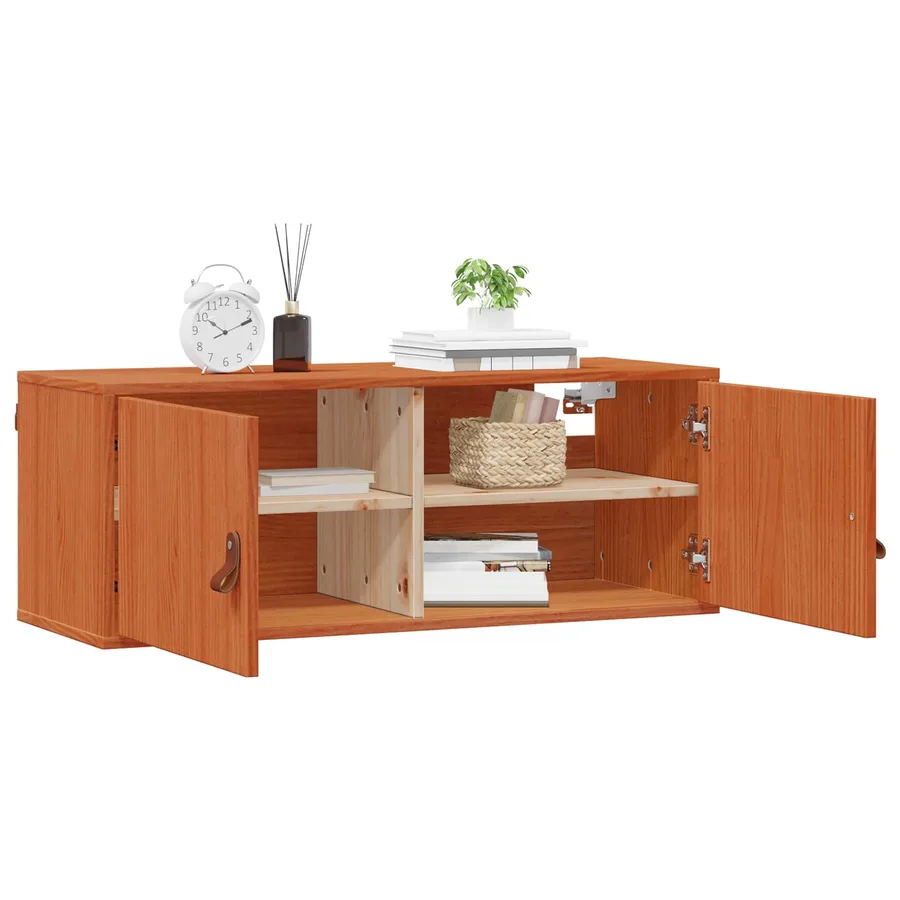 Meuble mural avec étagère 2 pcs Cire marron 80 x 30 x 30 cm - 3