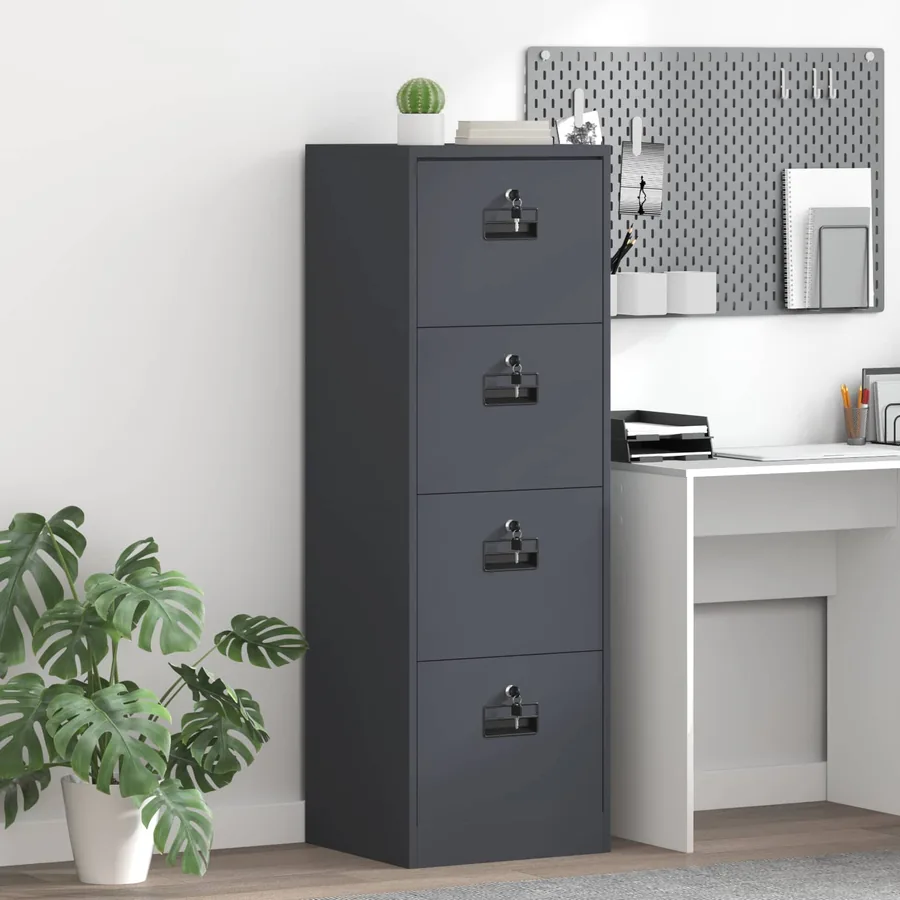 Cabinet de Dossier avec tiroir Anthracite 45,5 x 42 x 139 cm