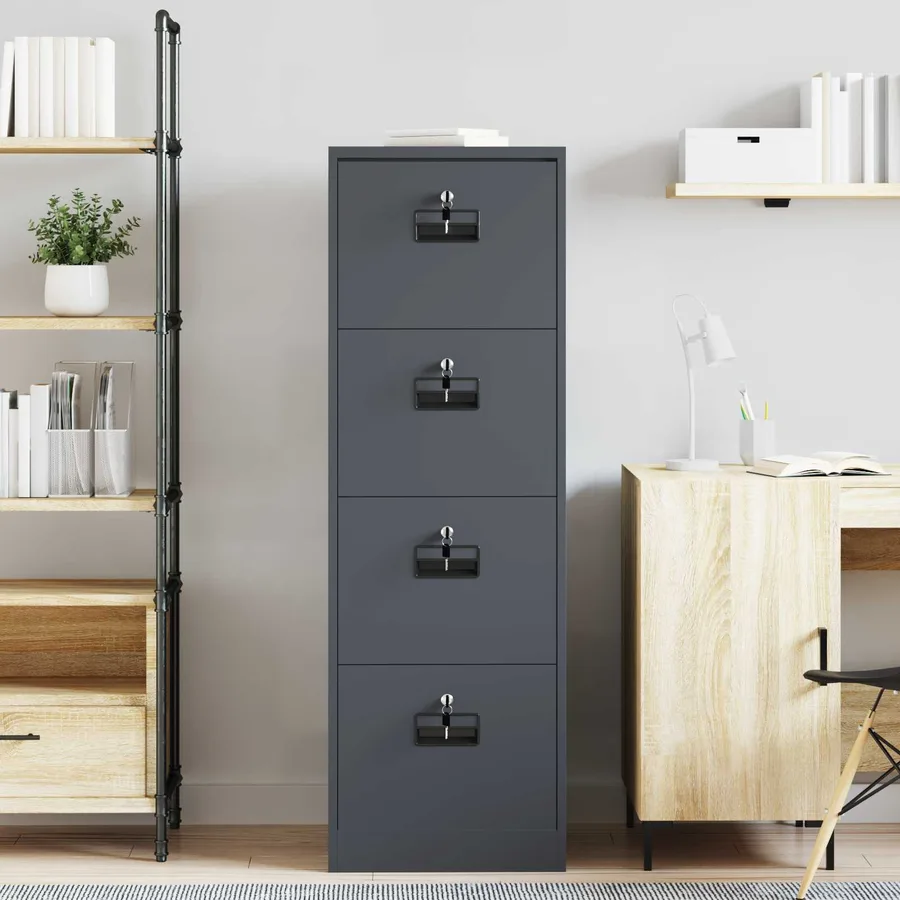 Cabinet de Dossier avec tiroir Anthracite 45,5 x 42 x 139 cm - 4