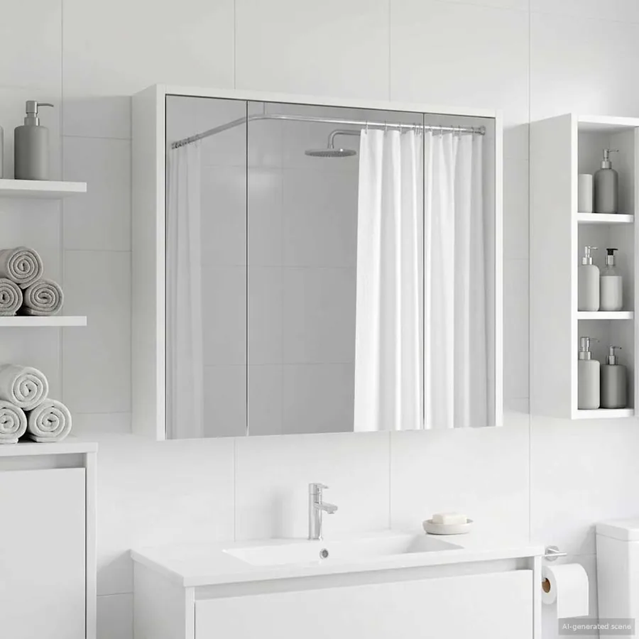 Armoire Miroir de Salle de Bain Blanc 73,5 x 16 x 62,5 cm