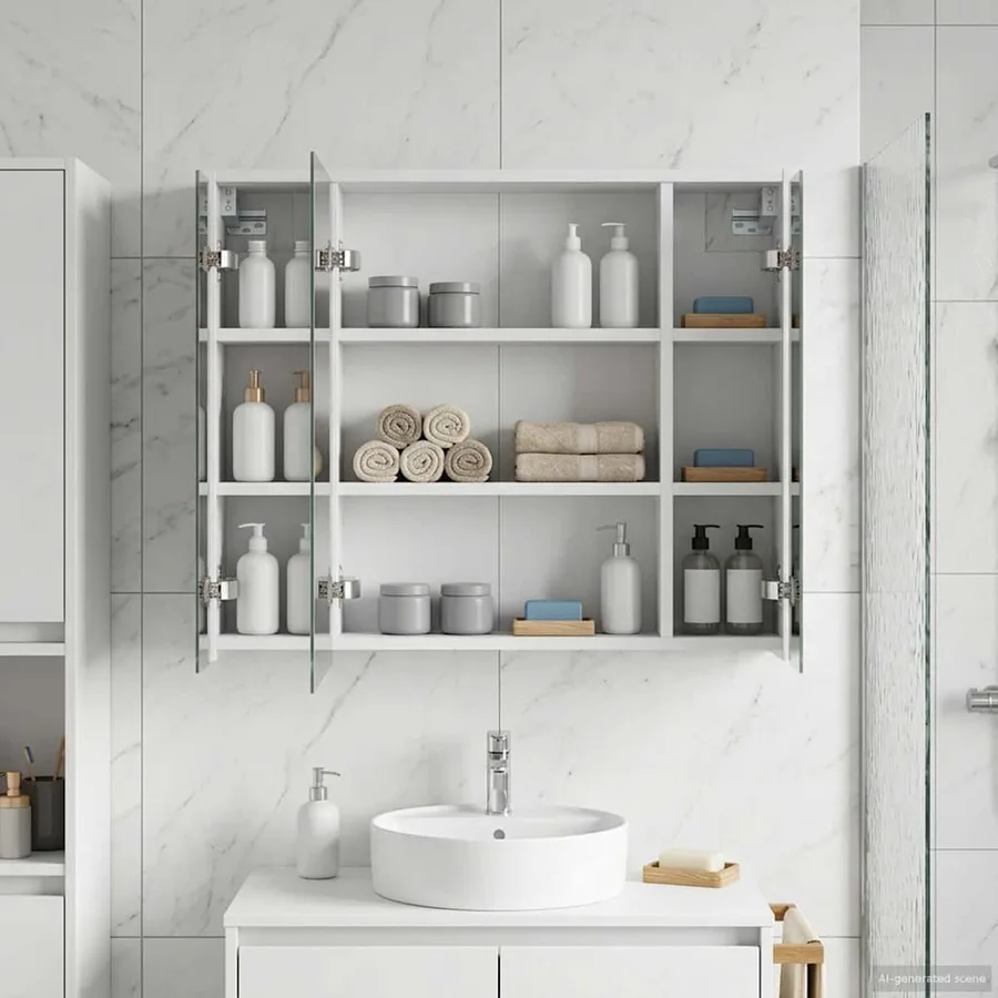 Armoire Miroir de Salle de Bain Blanc 73,5 x 16 x 62,5 cm - 4