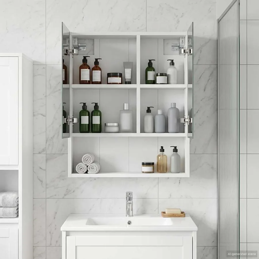 Armoire Miroir de Salle de Bain Blanc 50 x 14,5 x 70 cm