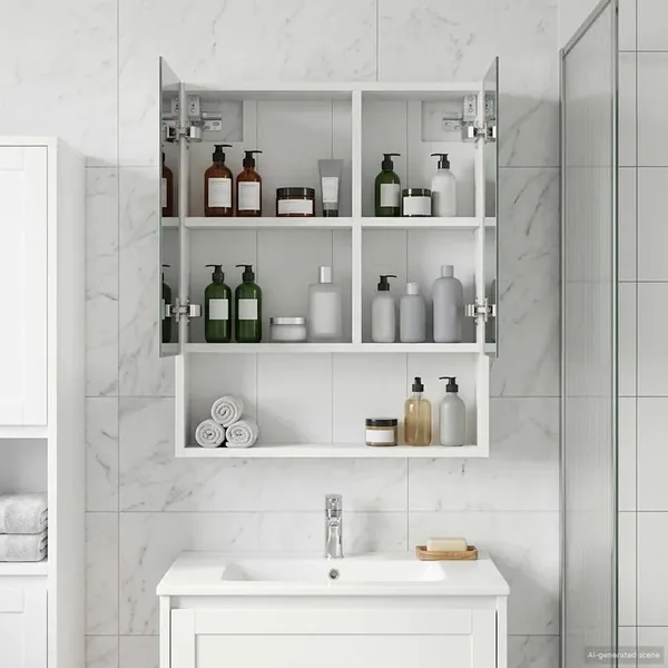 Armoire Miroir de Salle de Bain Blanc 50 x 14,5 x 70 cm