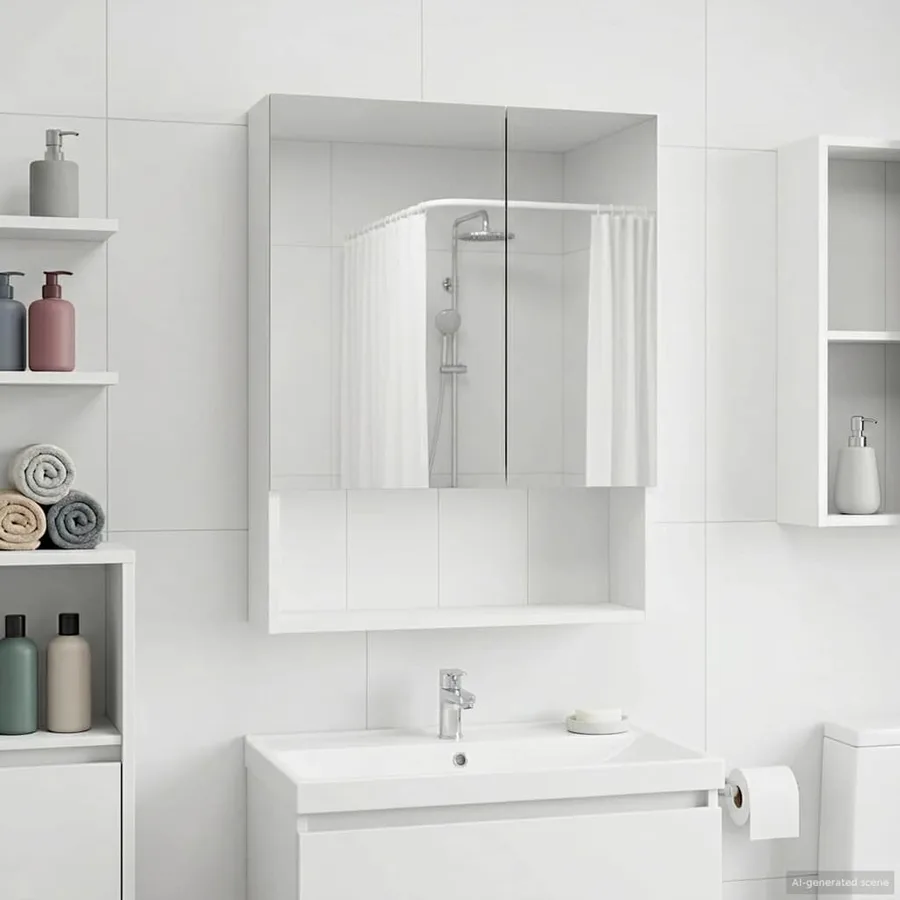 Armoire Miroir de Salle de Bain Blanc 50 x 14,5 x 70 cm - 4