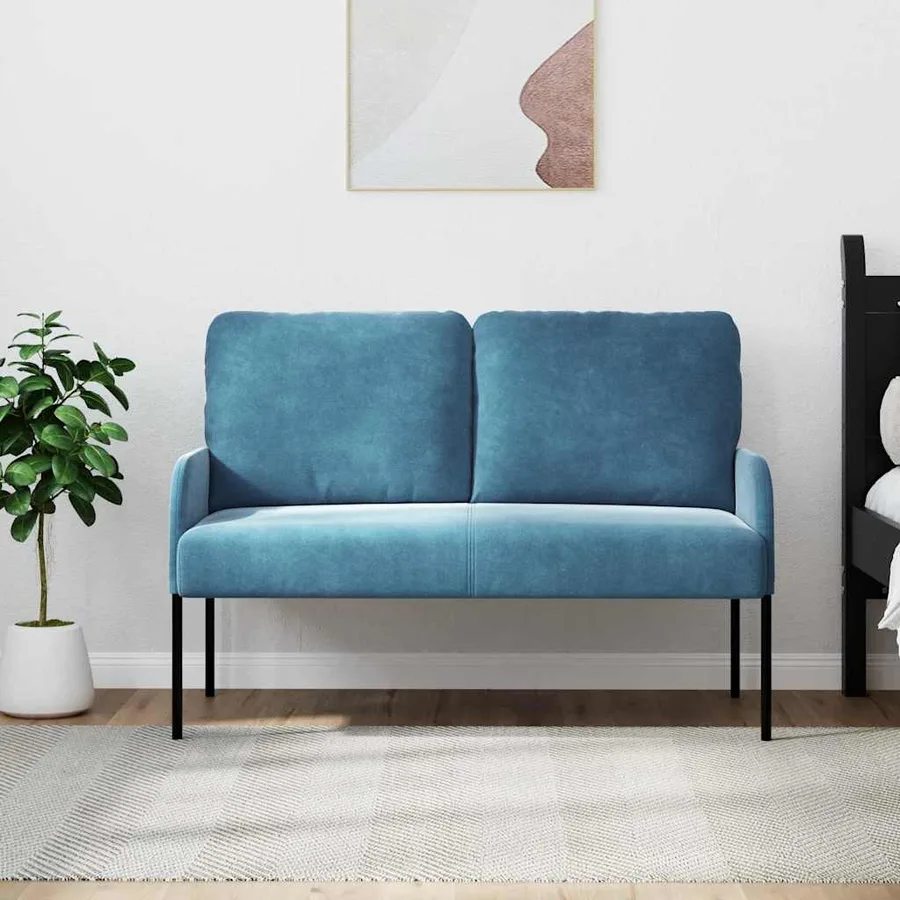 Canapés avec coussin 110cm Bleu Contreplaqué - 3