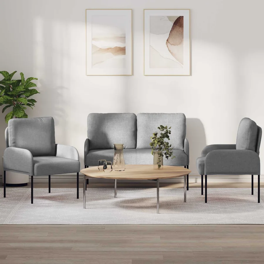 Ensembles de canapés 3 pcs Gris clair 115 x 56 x 80 cm