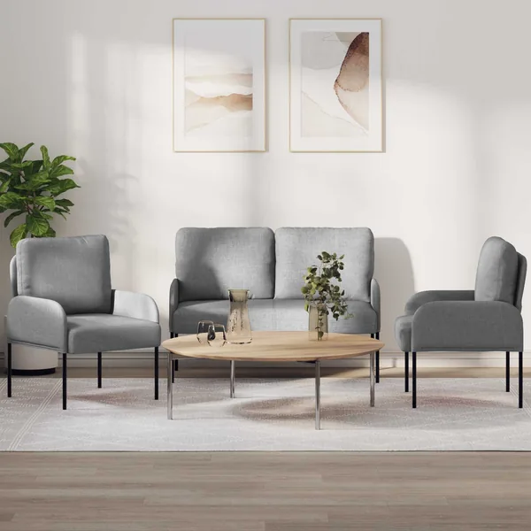 Ensembles de canapés 3 pcs Gris clair 115 x 56 x 80 cm