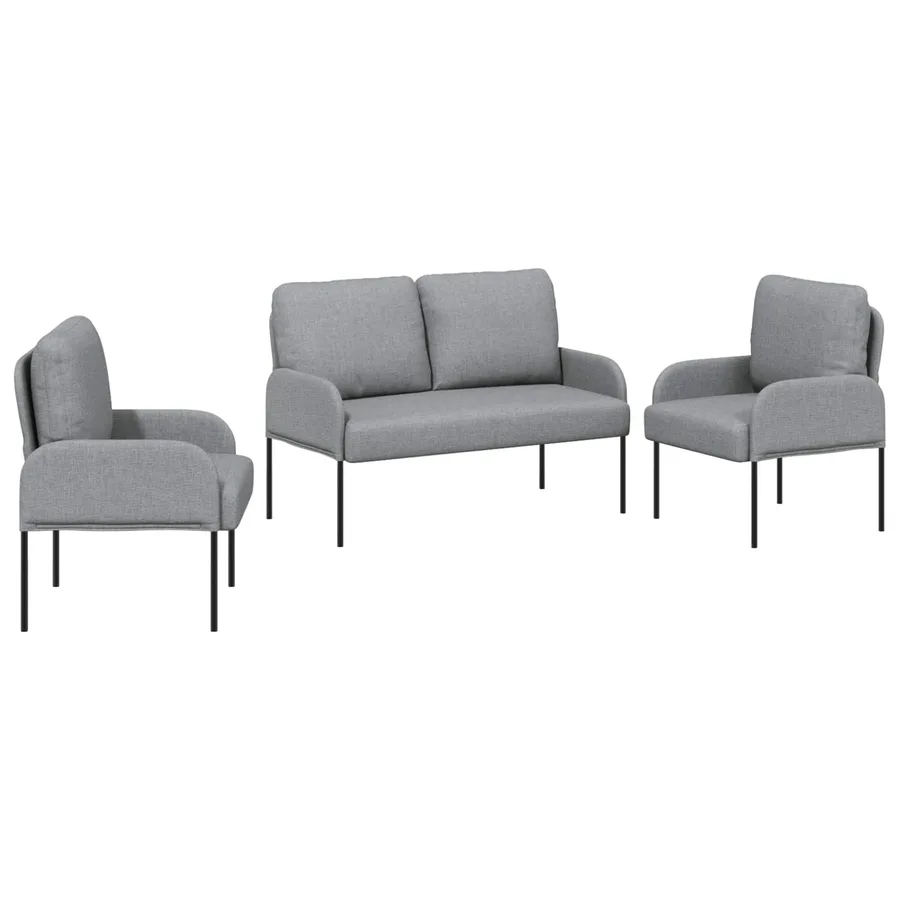 Ensembles de canapés 3 pcs Gris clair 115 x 56 x 80 cm - 2