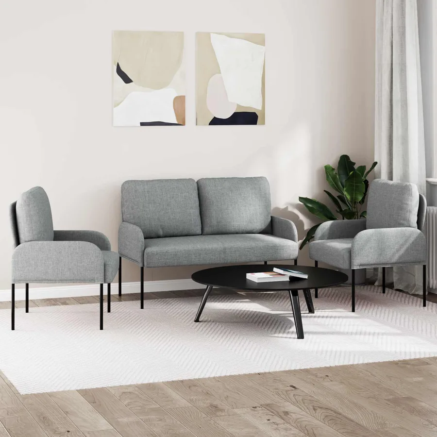 Ensembles de canapés 3 pcs Gris clair 115 x 56 x 80 cm - 3