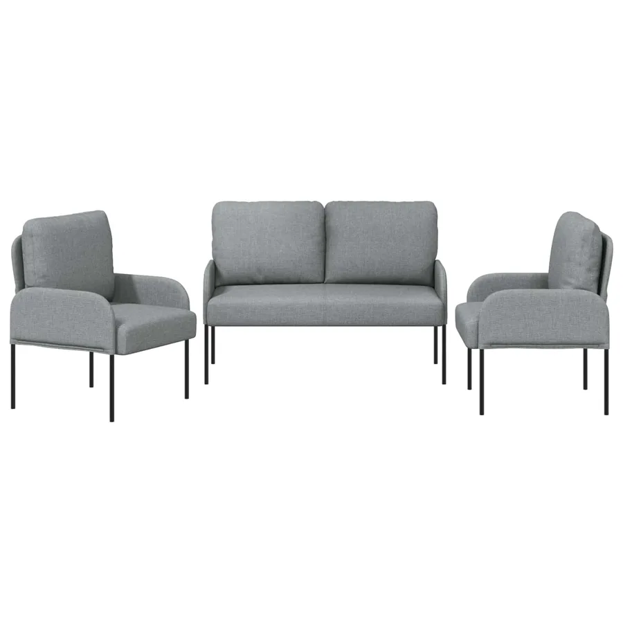 Ensembles de canapés 3 pcs Gris clair 115 x 56 x 80 cm - 6