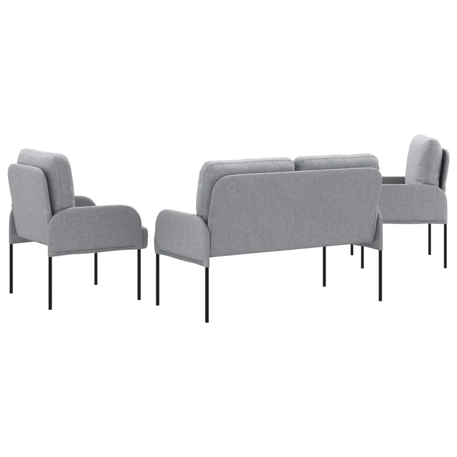 Ensembles de canapés 3 pcs Gris clair 115 x 56 x 80 cm - 7