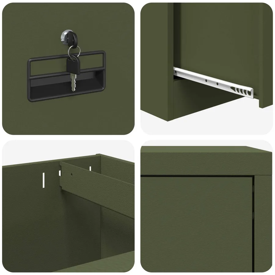 Cabinet de Dossier avec tiroir Vert olive 45,5 x 42 x 139 cm - 10