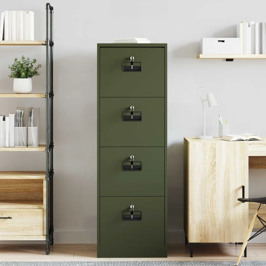 Cabinet de Dossier avec tiroir Vert olive 45,5 x 42 x 139 cm - 4