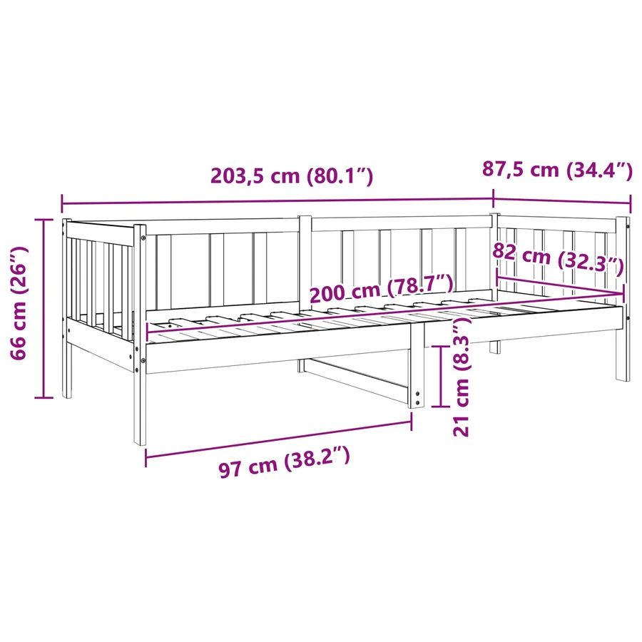 Cadre de lit Cire marron 80 x 200 cm Bois de pin massif - 10