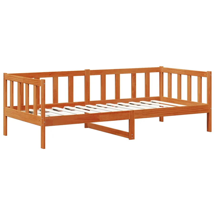 Lit d'appoint avec tiroir 3 pcs Cire marron Bois de Pin Massif - 3