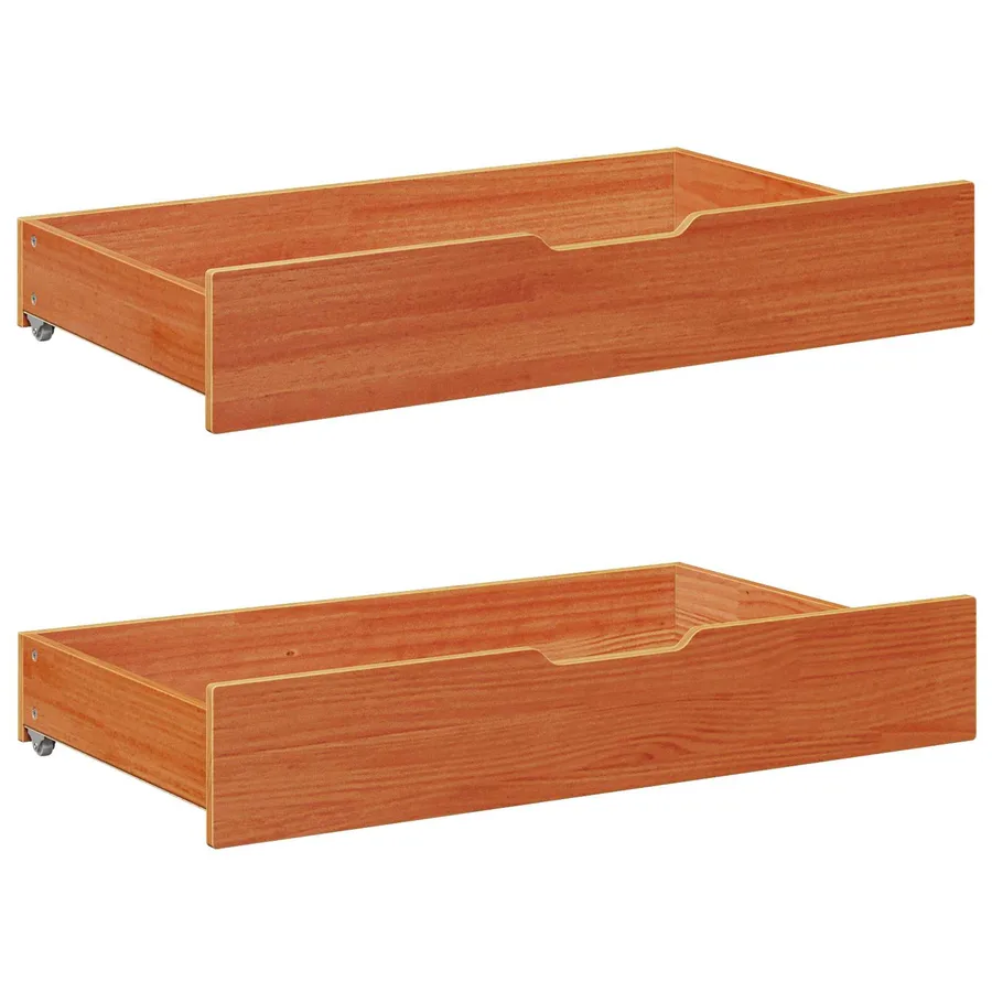 Lit d'appoint avec tiroir 3 pcs Cire marron Bois de Pin Massif - 4