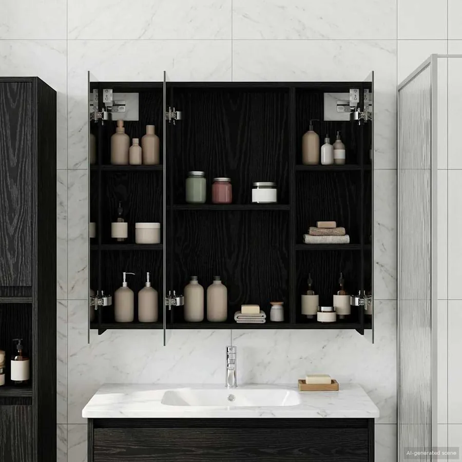 Armoire Miroir de Salle de Bain Chêne noir 70 x 14,5 x 70 cm